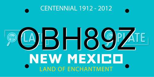 OBH89Z New Mexico License Plate