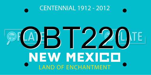 OBT220 New Mexico License Plate