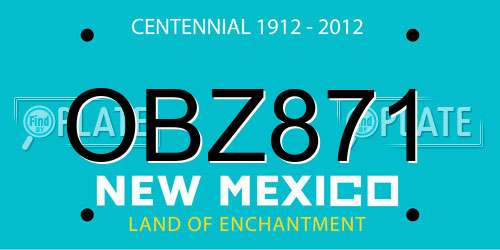 OBZ871 New Mexico License Plate