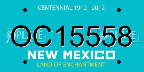 OC15558 New Mexico License Plate