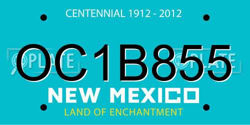 OC1B855 New Mexico License Plate