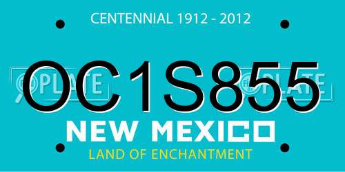 OC1S855 New Mexico License Plate