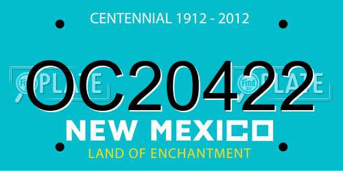 OC20422 New Mexico License Plate