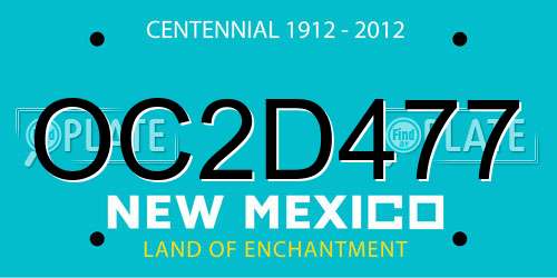 OC2D477 New Mexico License Plate
