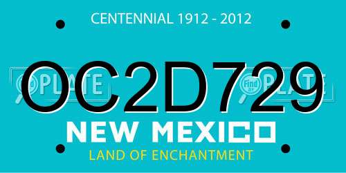 OC2D729 New Mexico License Plate