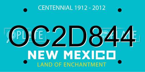 OC2D844 New Mexico License Plate