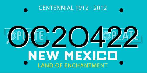 OC2O422 New Mexico License Plate