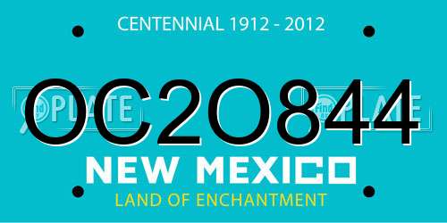 OC2O844 New Mexico License Plate