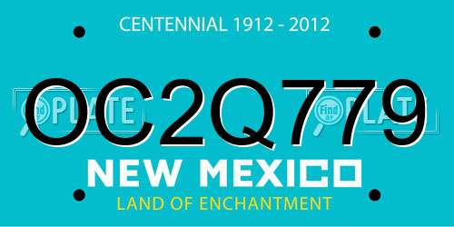 OC2Q779 New Mexico License Plate