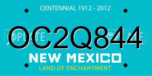 OC2Q844 New Mexico License Plate