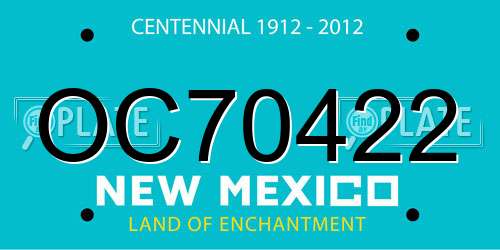 OC70422 New Mexico License Plate