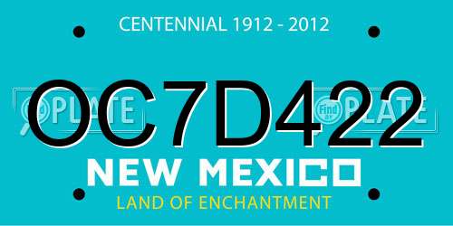 OC7D422 New Mexico License Plate
