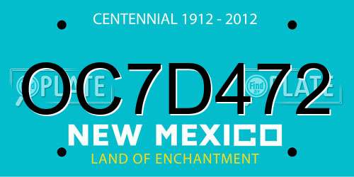 OC7D472 New Mexico License Plate