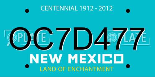 OC7D477 New Mexico License Plate