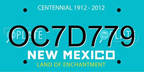 OC7D779 New Mexico License Plate