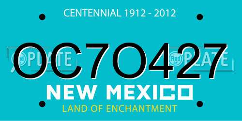 OC7O427 New Mexico License Plate