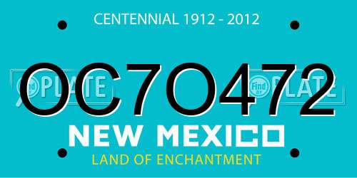 OC7O472 New Mexico License Plate