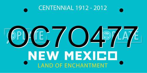 OC7O477 New Mexico License Plate