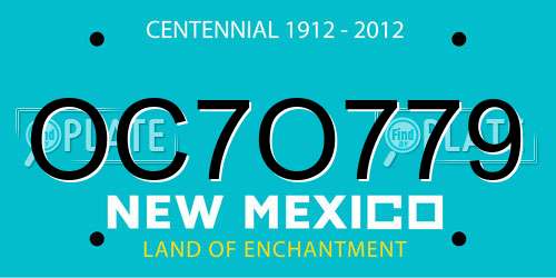 OC7O779 New Mexico License Plate