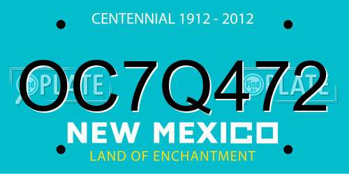 OC7Q472 New Mexico License Plate