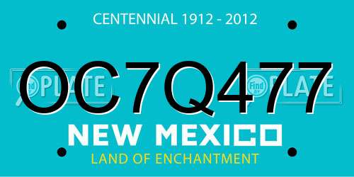 OC7Q477 New Mexico License Plate