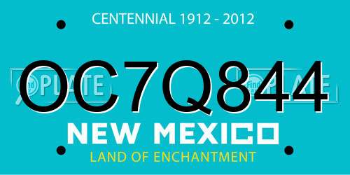 OC7Q844 New Mexico License Plate