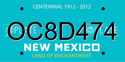 OC8D474 New Mexico License Plate