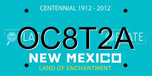 OC8T2A New Mexico License Plate
