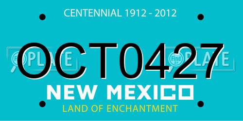 OCT0427 New Mexico License Plate