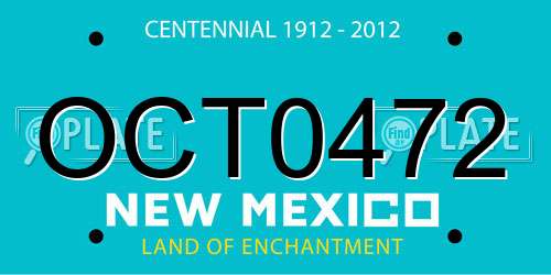 OCT0472 New Mexico License Plate