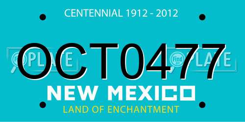 OCT0477 New Mexico License Plate