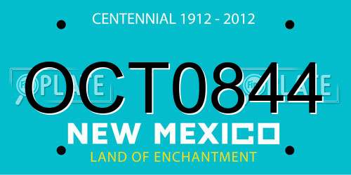 OCT0844 New Mexico License Plate