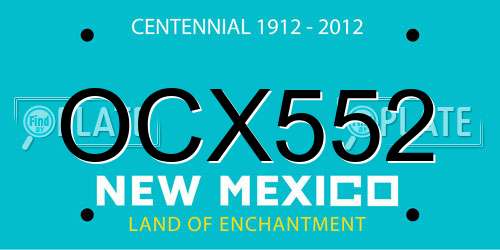 OCX552 New Mexico License Plate