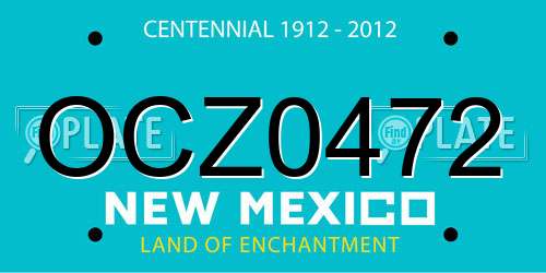OCZ0472 New Mexico License Plate