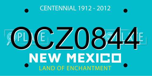 OCZ0844 New Mexico License Plate