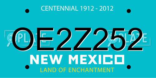 OE2Z252 New Mexico License Plate