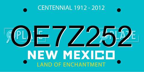 OE7Z252 New Mexico License Plate