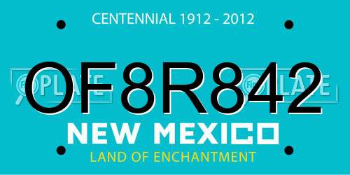 OF8R842 New Mexico License Plate