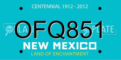 OFQ851 New Mexico License Plate