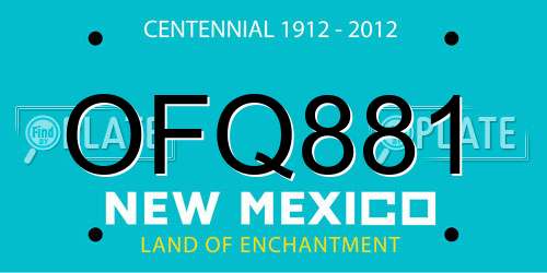 OFQ881 New Mexico License Plate