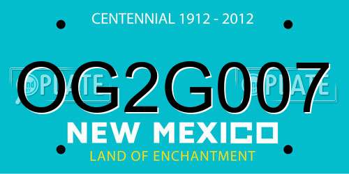 OG2G007 New Mexico License Plate