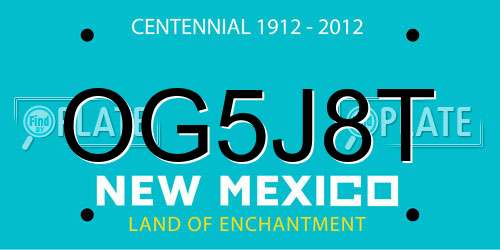 OG5J8T New Mexico License Plate