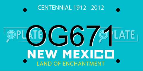 OG671 New Mexico License Plate