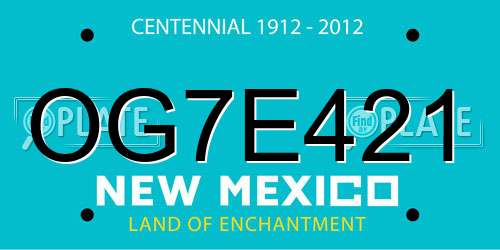 OG7E421 New Mexico License Plate