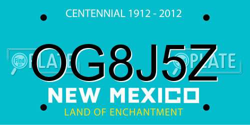 OG8J5Z New Mexico License Plate