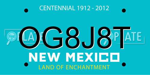 OG8J8T New Mexico License Plate