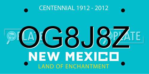 OG8J8Z New Mexico License Plate