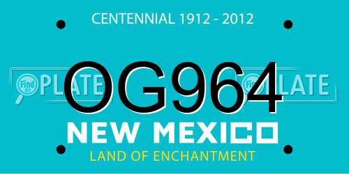 OG964 New Mexico License Plate