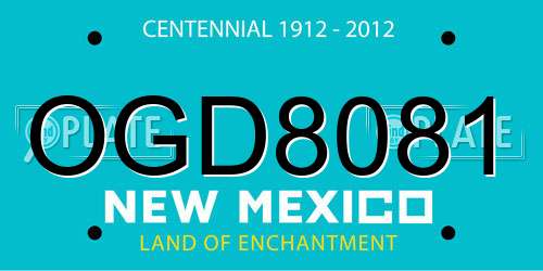 OGD8081 New Mexico License Plate