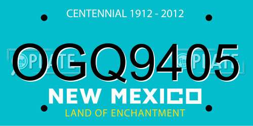 OGQ9405 New Mexico License Plate